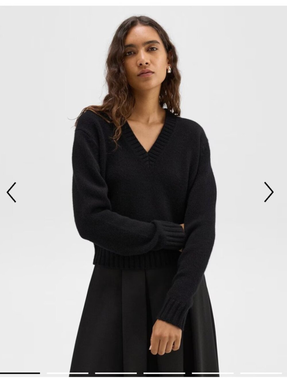 Theory Black Re-Wool Cashmere V-Neck Sweater Size Small S